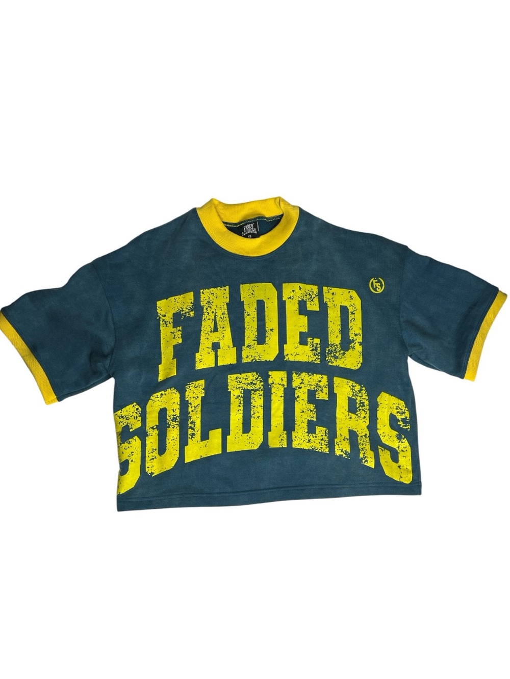Faded Soldiers Graphic Crop Tee - Yellow & Teal